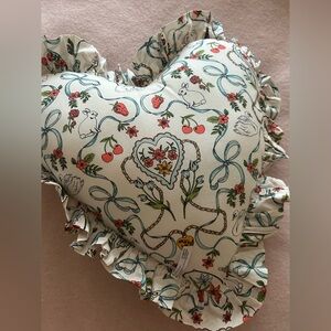 Urban Outfitters Heart-Shaped Floral Pillow with Ruffles